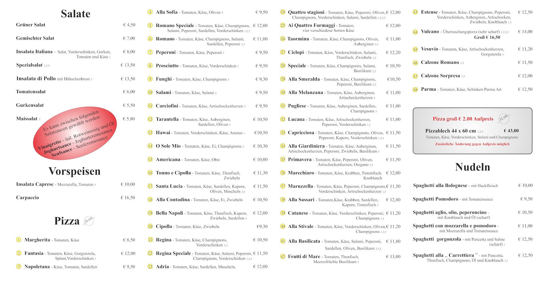 Speisekarte Fässla Kulmbach ab Februar 2026